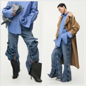 Glenn Martens x H&M Wide Side Slit Jeans sz 6